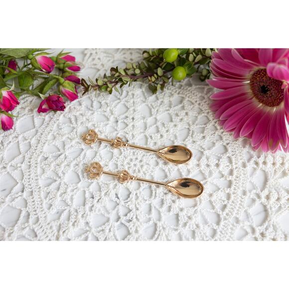 All the Cute little Things, Gold plated Crown shaped Tea spoons - Picture 5 of 6